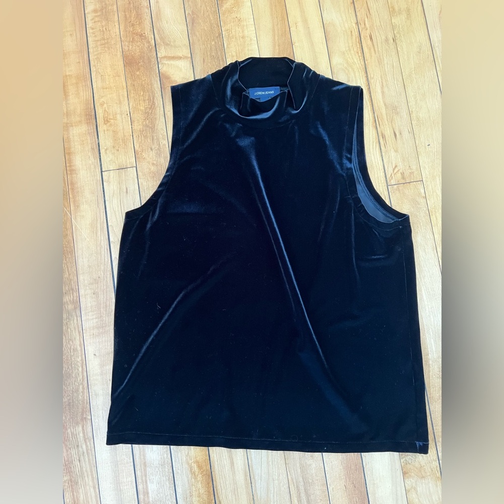 J Crew Velvet Black Mock Neck Tank Top Vintage 90s Women’s Large